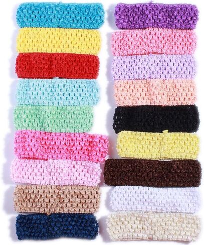 72Pcs 4 * 13CM Fashion Crochet Elastic Band For Hair Accessories Hollow Out Knit Headband For Hairband Head Wear (Multi Colors) in Saudi Arabia