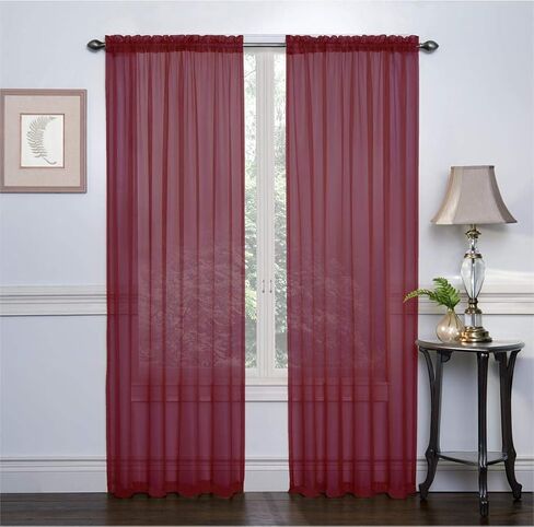 RUTHYS TEXTILE 2 Panels Sheer Curtains Voile Window Treatment Rod Pocket Curtain for Bedroom and Living Room 54 x 84 inches Long - Color: Navy in Saudi Arabia