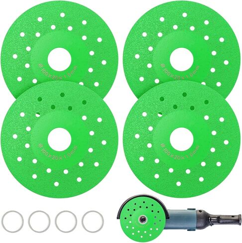 4-Pack Diamond Cutting Wheel for Angle Grinder - 10x10x0.1cm Professional Diamond Blade for Marble, Ceramic, Tile, Jade, Crystal - Wet/Dry Use, Sharp & Durable(Color:as Shown) in Kuwait
