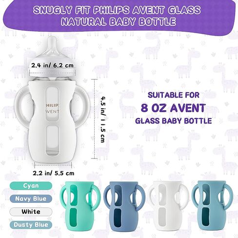 Dising Wish 3 Pack 8oz Silevives مع مقابض لزجاجات الأطفال الطبيعية الزجاجية الطبيعية ، أكمام واقية مضادة للكسر متوافقة مع زجاجة Philips Avent Glass Baby 8 أوقية - الزرافة in Saudi Arabia