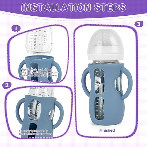 Dising Wish 3 Pack 8oz Silevives مع مقابض لزجاجات الأطفال الطبيعية الزجاجية الطبيعية ، أكمام واقية مضادة للكسر متوافقة مع زجاجة Philips Avent Glass Baby 8 أوقية - الزرافة in Saudi Arabia