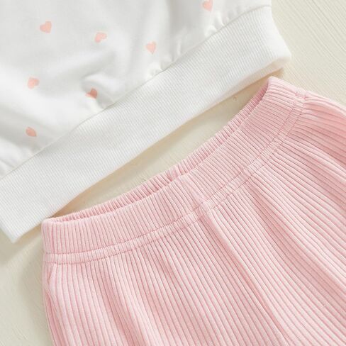 Toddler Girl Outfits Heart Print Ruffle Long Sleeve Sweatshirt and Elastic Waist Pants Set Infant Girl Spring Clothes in Saudi Arabia