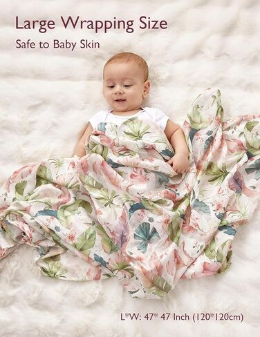 Momcozy Muslin Best Wishes Swaddle Blankets, Ultra Soft Neutral Registry Essentials, Jungle Trails & Wild Pals, Breathable Large 47'' x 47'' Newborn Boys Girls Receiving Blanket in Kuwait
