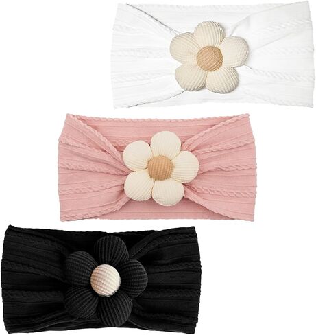 Baby Flower Headbands Baby Girls Nylon Headband Soft Stretchy Hairbands Accessories for Newborn Infant Toddler Kids in Kuwait