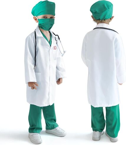 Doctor Costume for Kids, Toddler Medical Dress up Clothes with Real Stethoscope & Carry Bag, Nurse Outfit for Girls Boys Birthday Christmas Gift (Pink) in Saudi Arabia