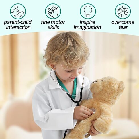 Doctor Costume for Kids, Toddler Medical Dress up Clothes with Real Stethoscope & Carry Bag, Nurse Outfit for Girls Boys Birthday Christmas Gift (Pink) in Saudi Arabia
