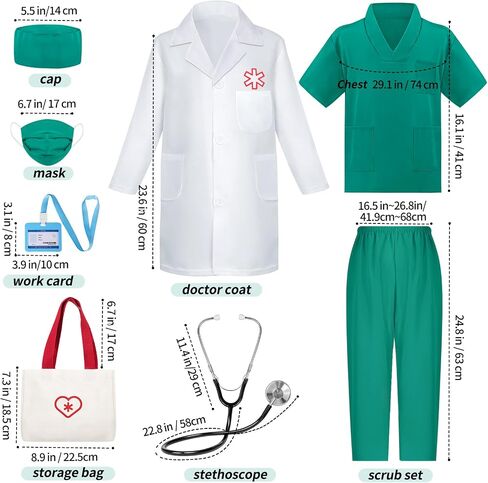 Doctor Costume for Kids, Toddler Medical Dress up Clothes with Real Stethoscope & Carry Bag, Nurse Outfit for Girls Boys Birthday Christmas Gift (Pink) in Saudi Arabia