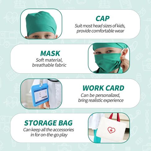 Doctor Costume for Kids, Toddler Medical Dress up Clothes with Real Stethoscope & Carry Bag, Nurse Outfit for Girls Boys Birthday Christmas Gift (Pink) in Saudi Arabia