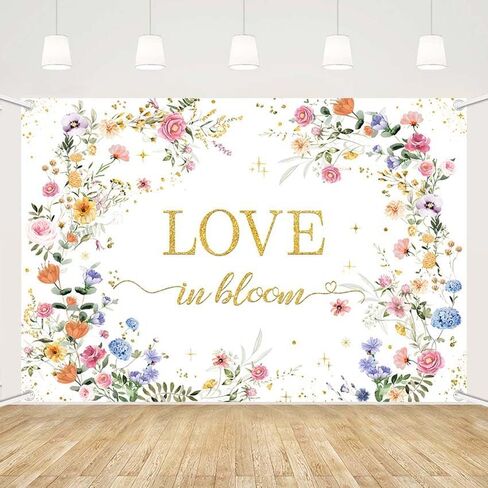 MEHOFOND Love in Bloom Bridal Shower Decorations Backdrop, Wildflower Wedding Shower Background, Spring Floral Engagement Wedding Bachelorette Party Decor Supplies Photo Booth Props 7x5ft in Saudi Arabia