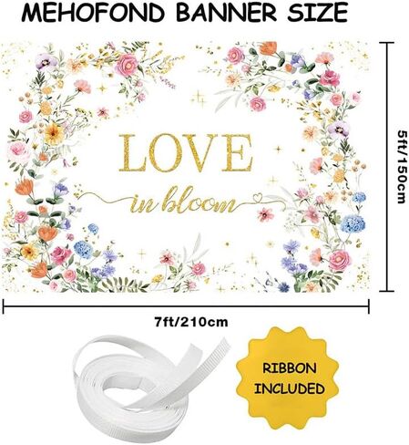 MEHOFOND Love in Bloom Bridal Shower Decorations Backdrop, Wildflower Wedding Shower Background, Spring Floral Engagement Wedding Bachelorette Party Decor Supplies Photo Booth Props 7x5ft in Saudi Arabia