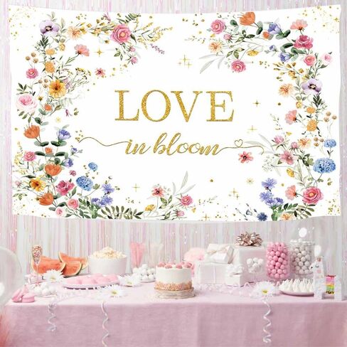 MEHOFOND Love in Bloom Bridal Shower Decorations Backdrop, Wildflower Wedding Shower Background, Spring Floral Engagement Wedding Bachelorette Party Decor Supplies Photo Booth Props 7x5ft in Saudi Arabia