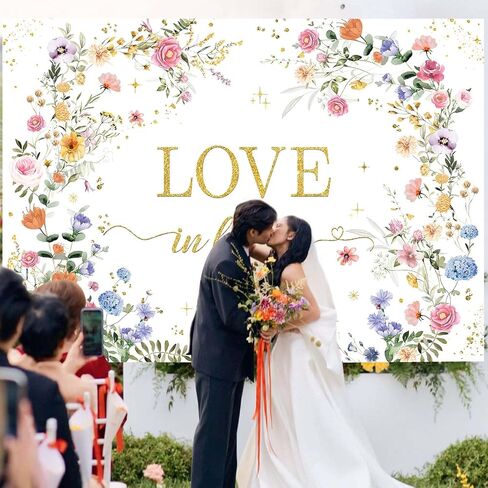 MEHOFOND Love in Bloom Bridal Shower Decorations Backdrop, Wildflower Wedding Shower Background, Spring Floral Engagement Wedding Bachelorette Party Decor Supplies Photo Booth Props 7x5ft in Saudi Arabia