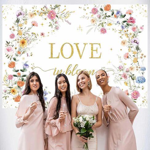 MEHOFOND Love in Bloom Bridal Shower Decorations Backdrop, Wildflower Wedding Shower Background, Spring Floral Engagement Wedding Bachelorette Party Decor Supplies Photo Booth Props 7x5ft in Saudi Arabia