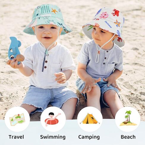 Durio Toddler Sun Hat with Adjustable Chin Strap, UPF 50+ Wide Brim Toddler Bucket Hat, Baby Summer Beach Hat for Boys Girls in Saudi Arabia