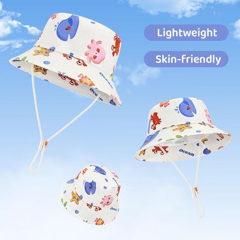 Durio Toddler Sun Hat with Adjustable Chin Strap, UPF 50+ Wide Brim Toddler Bucket Hat, Baby Summer Beach Hat for Boys Girls in Saudi Arabia