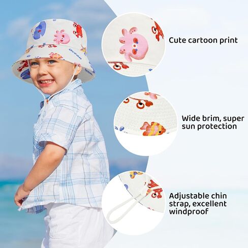 Durio Toddler Sun Hat with Adjustable Chin Strap, UPF 50+ Wide Brim Toddler Bucket Hat, Baby Summer Beach Hat for Boys Girls in Saudi Arabia