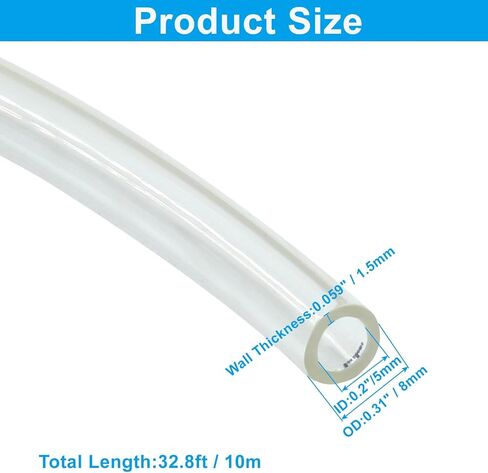 4mm x 2.5mm Pneumatic Tubing PU Polyurethane Air Compressor Tubing Air Hose Line for Fluid Transfer (Blue 32.8ft/10Meters) in Kuwait