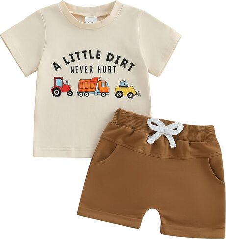 MAYUMMPY Baby Toddler Boys Summer Clothes Sets Casual Outfit Newborn Farm Outfits Tractor Infant Baby Boy Outfit in Kuwait