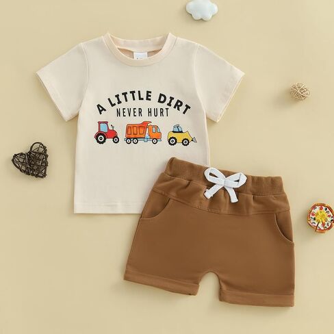 MAYUMMPY Baby Toddler Boys Summer Clothes Sets Casual Outfit Newborn Farm Outfits Tractor Infant Baby Boy Outfit in Kuwait