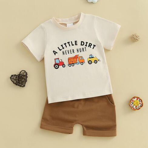 MAYUMMPY Baby Toddler Boys Summer Clothes Sets Casual Outfit Newborn Farm Outfits Tractor Infant Baby Boy Outfit in Kuwait