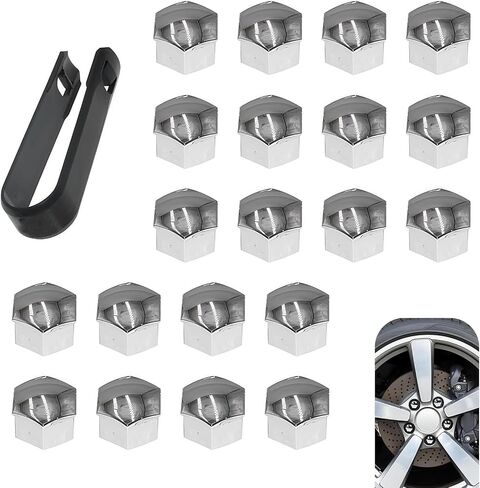 21 PCS Car Tire Nut Cover, 21 mm/0.82" Nut Dust and Rust Protector with Disassembly Tool, Perfect Fit Snap-in Installation Wheel Hub Decoration Plastic Shell, Universal for Cars (Black) in Saudi Arabia
