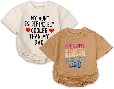2Pcs My Aunt is Definitely Cooler Than My Dad Bodysuits, Baby Boy Clothes infant Funny Baby Girl Romper, Baby Outfit Short in Saudi Arabia