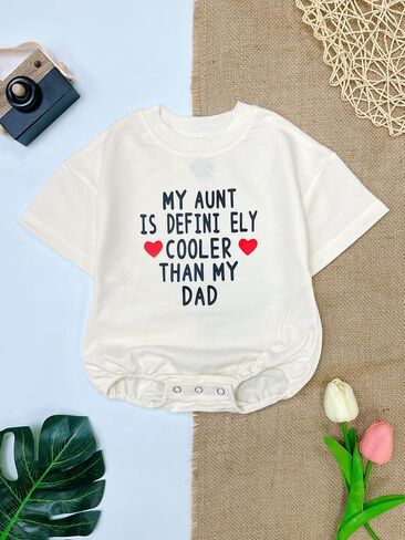 2Pcs My Aunt is Definitely Cooler Than My Dad Bodysuits, Baby Boy Clothes infant Funny Baby Girl Romper, Baby Outfit Short in Saudi Arabia