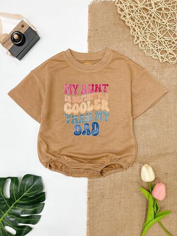 2Pcs My Aunt is Definitely Cooler Than My Dad Bodysuits, Baby Boy Clothes infant Funny Baby Girl Romper, Baby Outfit Short in Saudi Arabia