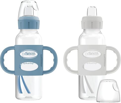 Dr. Brown's Milestones Sippy Bottle 2-Pack with Level 3 Medium-Fast Flow Nipple 6-Pack, 8oz/250mL, Green & Gray, 6m+ in Saudi Arabia