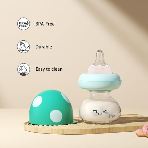 YOHKOH Newborn Glass Baby Bottles with Slow Flow Nipple for 0+ Months, Wide Neck Feeding Bottle, 2.7oz/80ml (Red, 2.7oz (Pack of 2)) in Kuwait