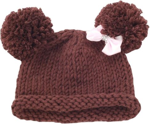 Bestknit Baby Girls Pompom Hat Props Crochet Knitted Pom Pom Hat Bow Beanie in Saudi Arabia