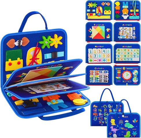 Montessori Busy Board for Toddlers 1-4 Years Old – Sensory Educational Toy for Fine Motor Skills, Travel-Friendly Activity Book, for Boys & Girls, Pink in Kuwait