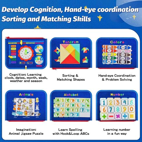 Montessori Busy Board for Toddlers 1-4 Years Old – Sensory Educational Toy for Fine Motor Skills, Travel-Friendly Activity Book, for Boys & Girls, Pink in Kuwait