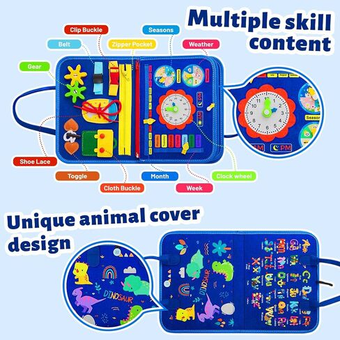 Montessori Busy Board for Toddlers 1-4 Years Old – Sensory Educational Toy for Fine Motor Skills, Travel-Friendly Activity Book, for Boys & Girls, Pink in Kuwait
