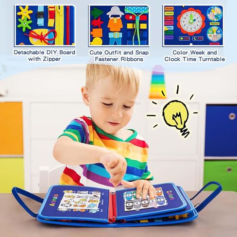 Montessori Busy Board for Toddlers 1-4 Years Old – Sensory Educational Toy for Fine Motor Skills, Travel-Friendly Activity Book, for Boys & Girls, Pink in Kuwait