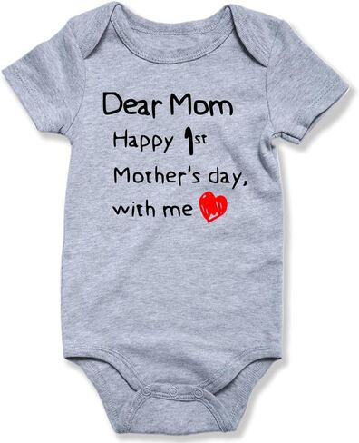 hrcfbk Infant Baby Boys Girls My 1st Father's Day/Mother's Day Bodysuit Short Sleeve Funny Letters Graphic Romper in Saudi Arabia