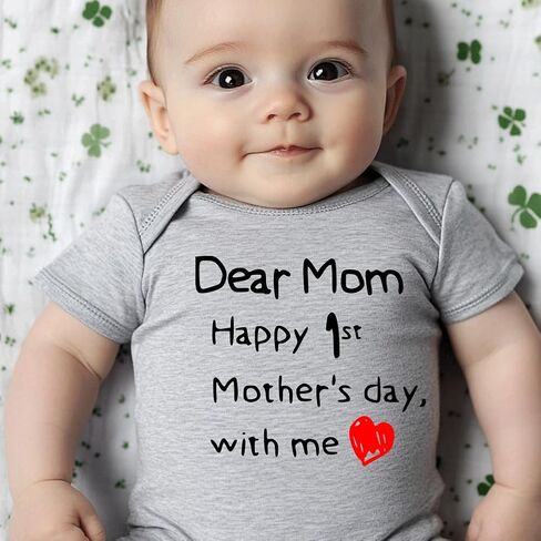 hrcfbk Infant Baby Boys Girls My 1st Father's Day/Mother's Day Bodysuit Short Sleeve Funny Letters Graphic Romper in Saudi Arabia