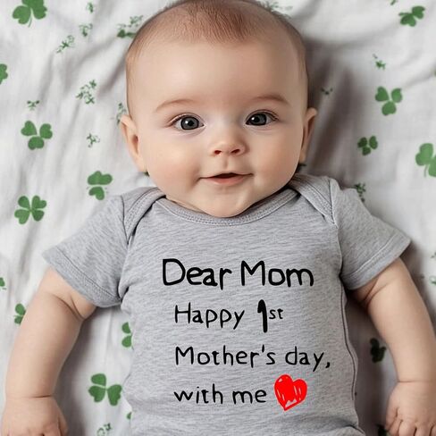 hrcfbk Infant Baby Boys Girls My 1st Father's Day/Mother's Day Bodysuit Short Sleeve Funny Letters Graphic Romper in Saudi Arabia