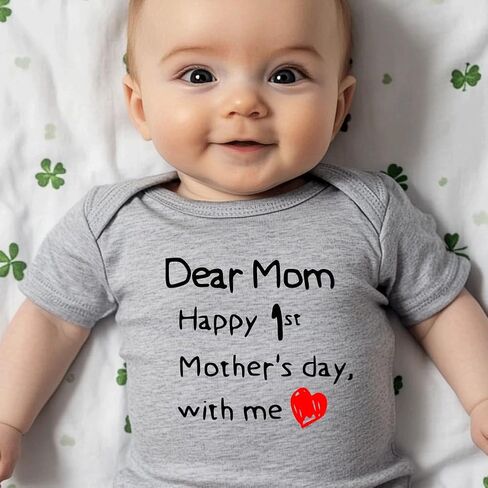 hrcfbk Infant Baby Boys Girls My 1st Father's Day/Mother's Day Bodysuit Short Sleeve Funny Letters Graphic Romper in Saudi Arabia