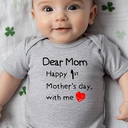 hrcfbk Infant Baby Boys Girls My 1st Father's Day/Mother's Day Bodysuit Short Sleeve Funny Letters Graphic Romper in Saudi Arabia