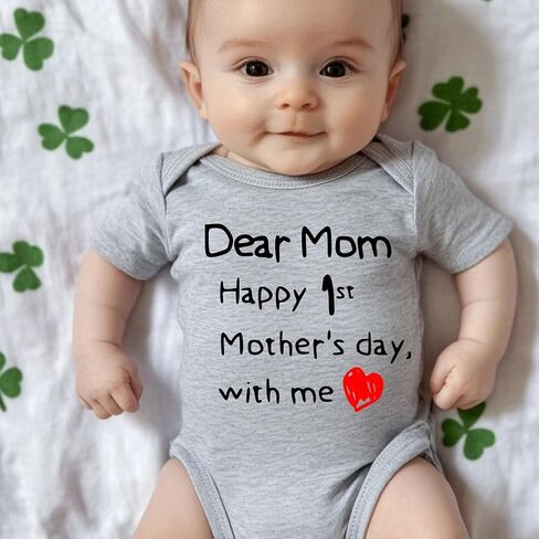 hrcfbk Infant Baby Boys Girls My 1st Father's Day/Mother's Day Bodysuit Short Sleeve Funny Letters Graphic Romper in Saudi Arabia