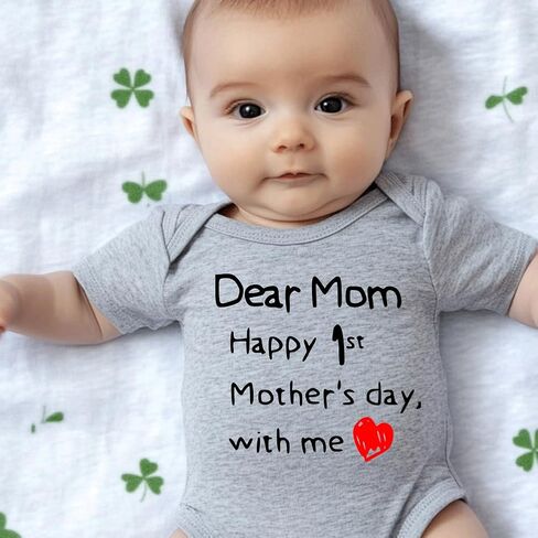 hrcfbk Infant Baby Boys Girls My 1st Father's Day/Mother's Day Bodysuit Short Sleeve Funny Letters Graphic Romper in Saudi Arabia