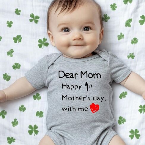 hrcfbk Infant Baby Boys Girls My 1st Father's Day/Mother's Day Bodysuit Short Sleeve Funny Letters Graphic Romper in Saudi Arabia