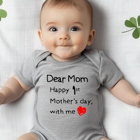 hrcfbk Infant Baby Boys Girls My 1st Father's Day/Mother's Day Bodysuit Short Sleeve Funny Letters Graphic Romper in Saudi Arabia