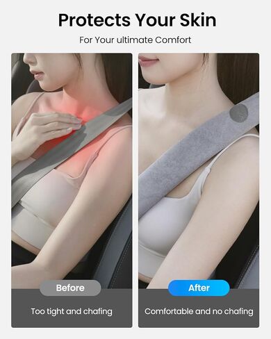 REEVAA 2025 ترقية وسادة غطاء حزام مقعد السيارة، وسادات حزام كتف المقعد، أغطية أحزمة الأمان للنساء والرجال البالغين والأطفال، ملحقات السيارة، 18.9 بوصة، قطعتين، أسود in Kuwait