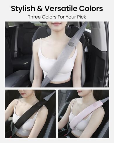 REEVAA 2025 ترقية وسادة غطاء حزام مقعد السيارة، وسادات حزام كتف المقعد، أغطية أحزمة الأمان للنساء والرجال البالغين والأطفال، ملحقات السيارة، 18.9 بوصة، قطعتين، أسود in Kuwait