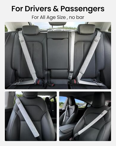 REEVAA 2025 ترقية وسادة غطاء حزام مقعد السيارة، وسادات حزام كتف المقعد، أغطية أحزمة الأمان للنساء والرجال البالغين والأطفال، ملحقات السيارة، 18.9 بوصة، قطعتين، أسود in Kuwait