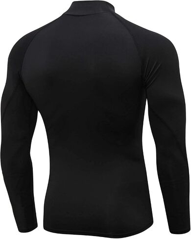 Mens 2 Pack Mock Turtleneck Compression Shirt Long Sleeve Sports Undershirt Athletic Baselayer Running T-Shirt in Saudi Arabia