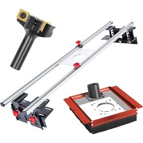 SpeTool Router Sled for Flattening Slabs with Dust Collection Shroud and 3 Wings CNC Spoilboard Surfacing Router Bit
