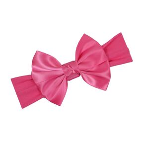 Satin Bow Baby Headband By Funny Girl Designs Fits Newborn to 6 Months (Red)